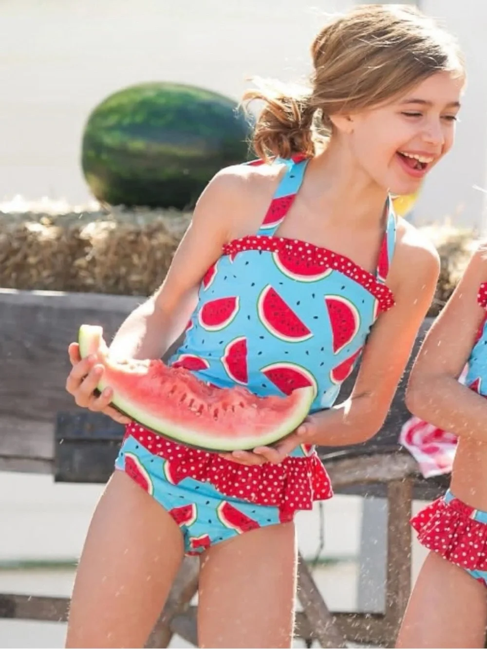 Kelly’s Kids Watermelon Halter Tankini Swimsuit Set Girls Size 5-6 Y2K Boutique